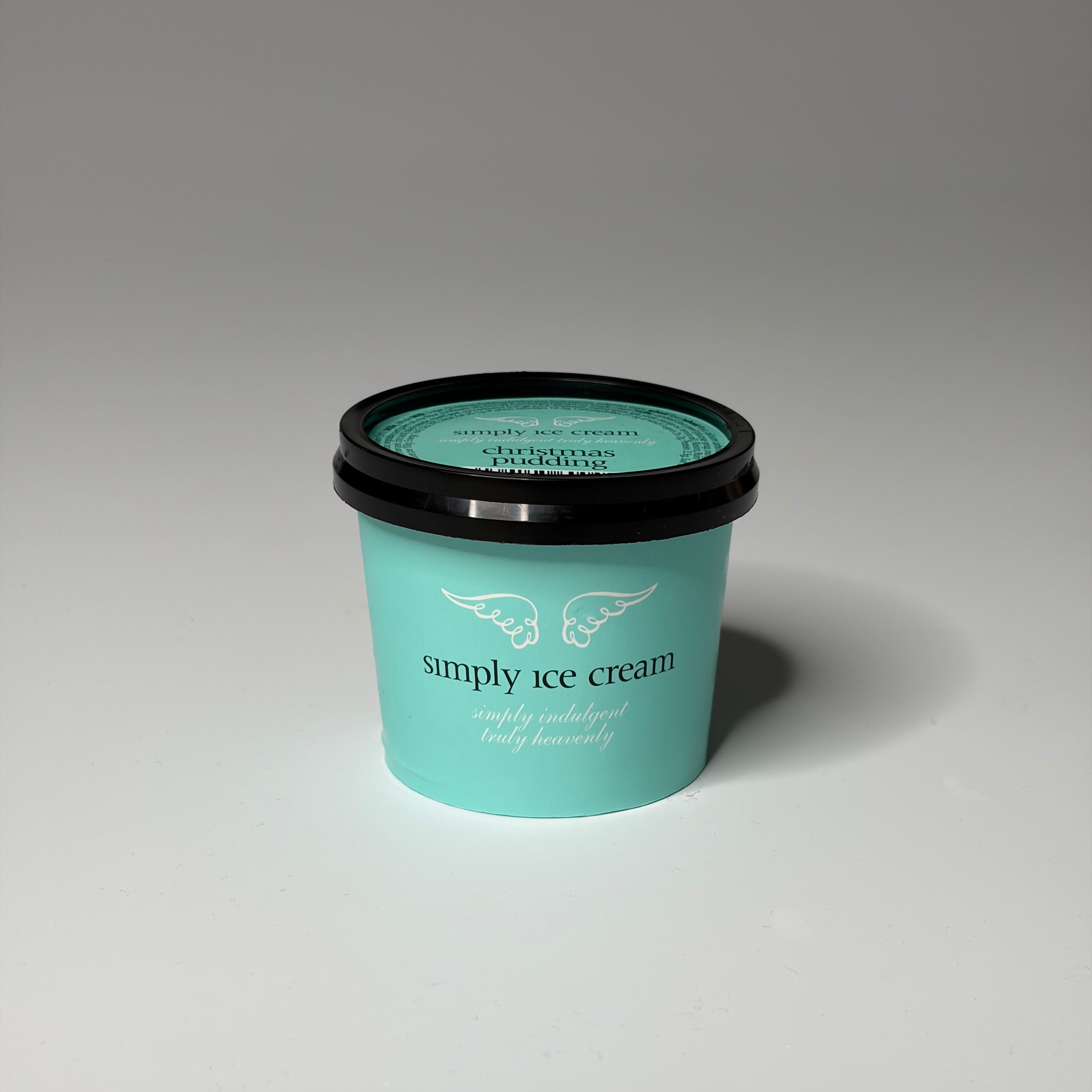 Mini (120ml) Christmas Pudding Ice Cream from Simply Ice Cream, photographed on a neutral background — ideal for dessert lovers in North London.