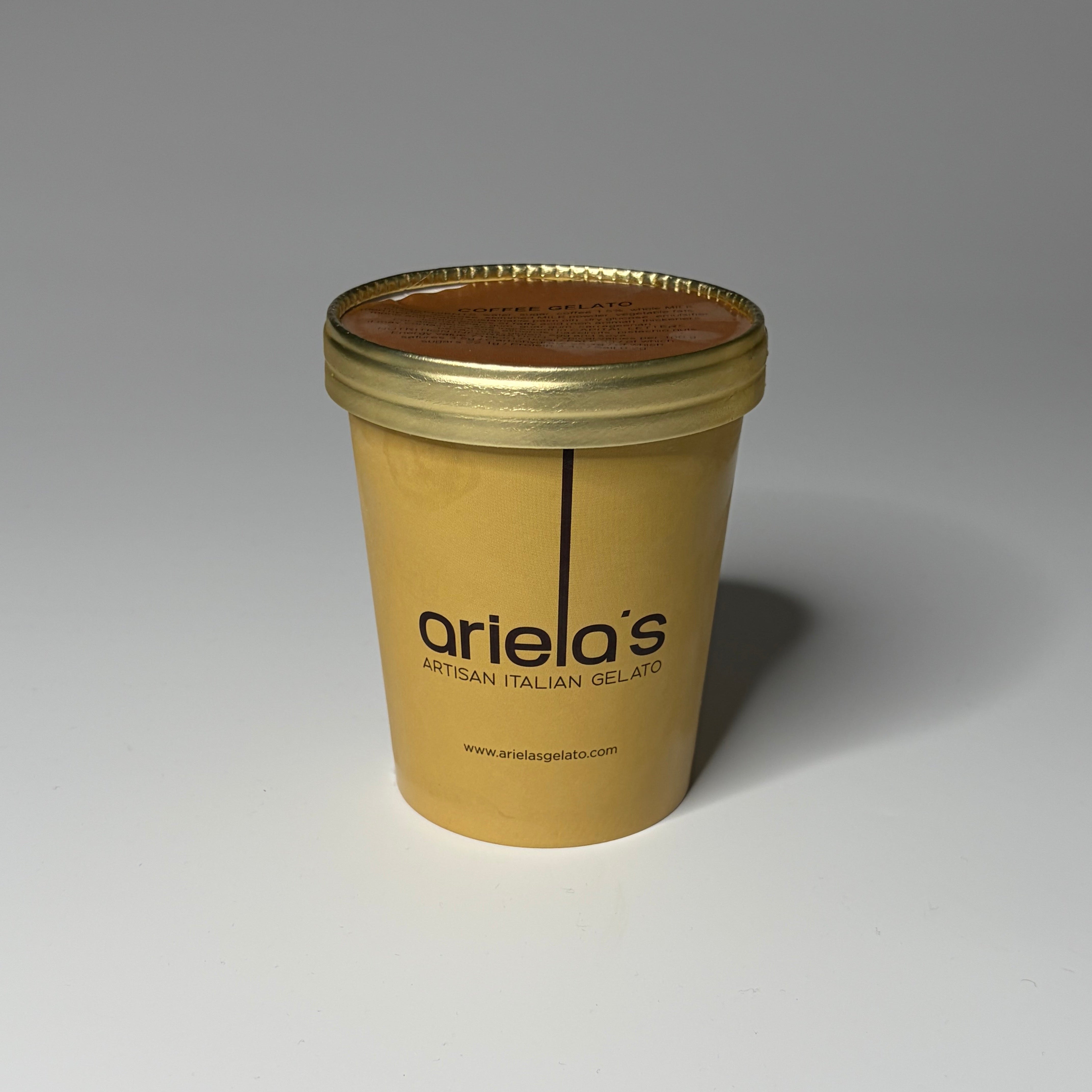 Regular (500ml) Coffee Gelato from Ariela's Gelato, photographed on a neutral background — ideal for dessert lovers in North London.