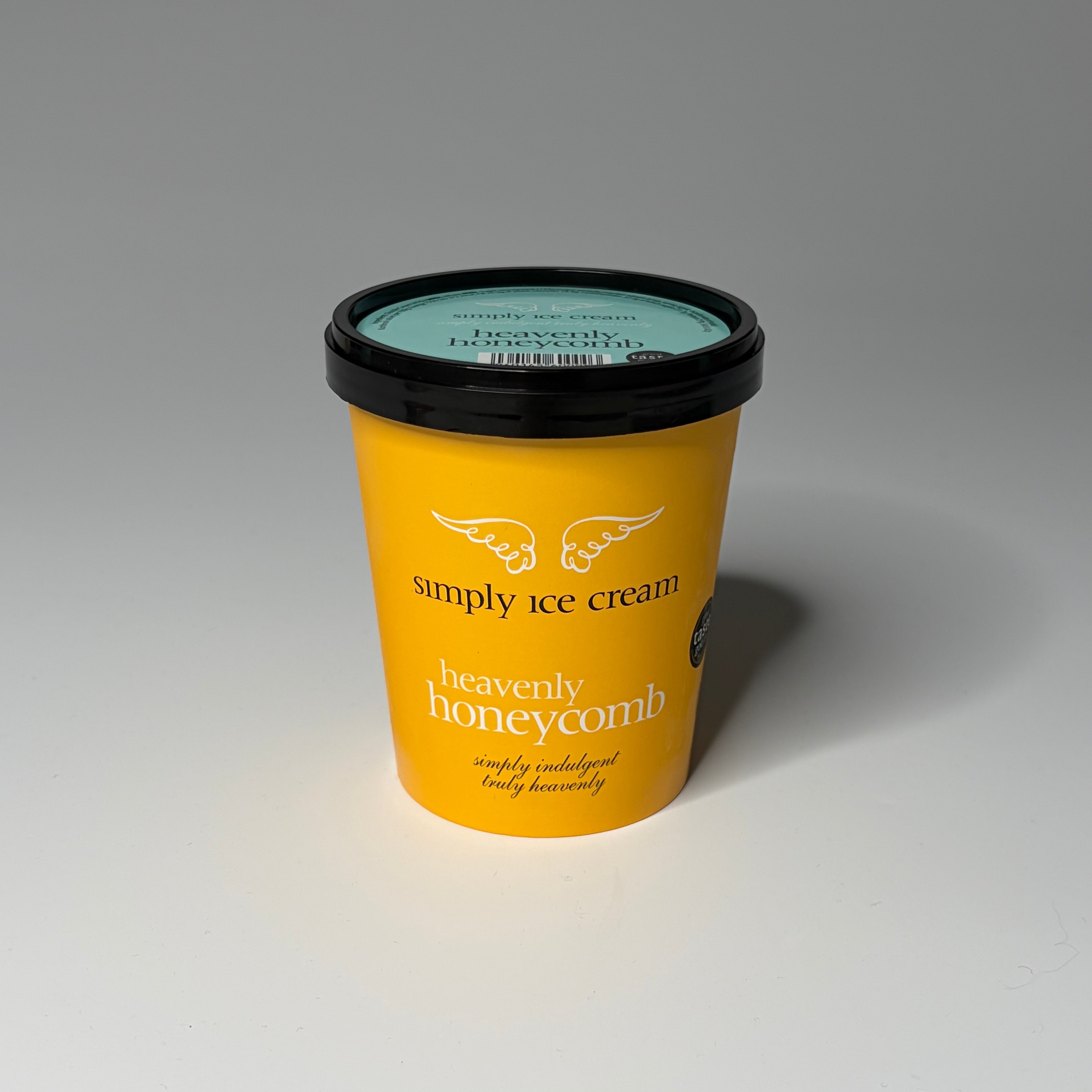Regular (500ml) Heavenly Honeycomb Ice Cream from Simply Ice Cream, photographed on a neutral background — ideal for dessert lovers in North London.